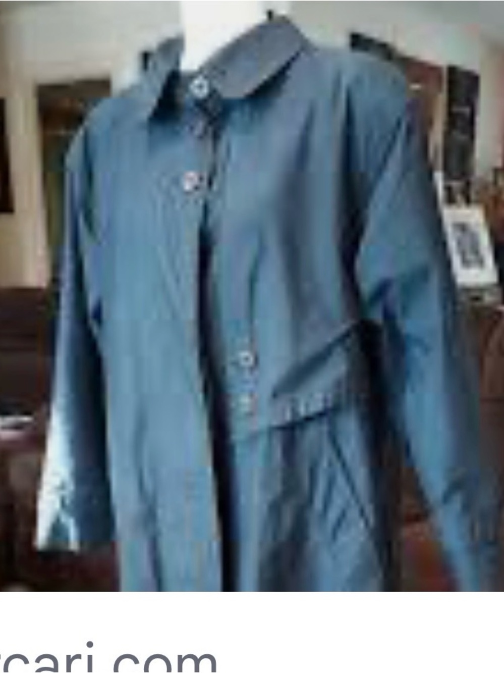 Women's Navy Blue Trench Coat - Classic Button-Front Jacket